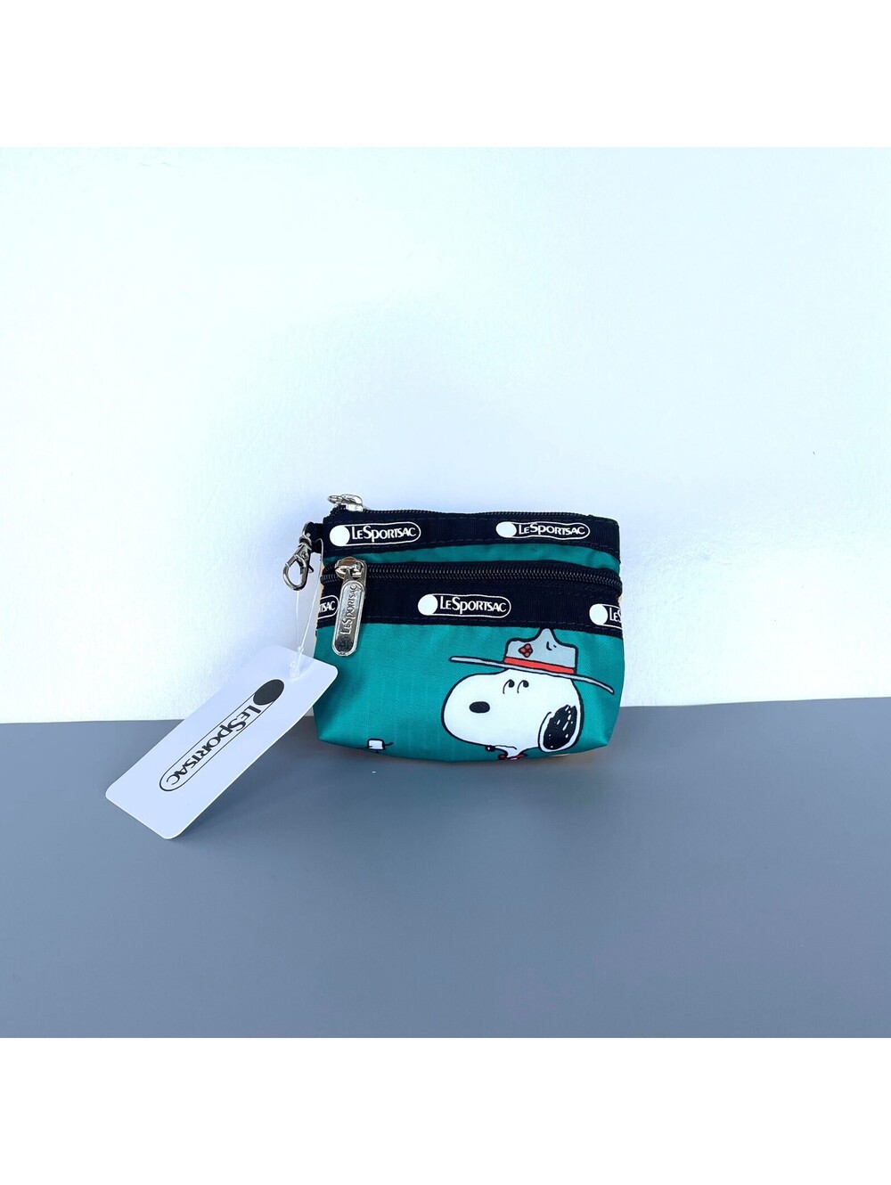LeSportsac x Peanuts Snoopy 2-Zip Coin Purse Wristlet Pouch NWT